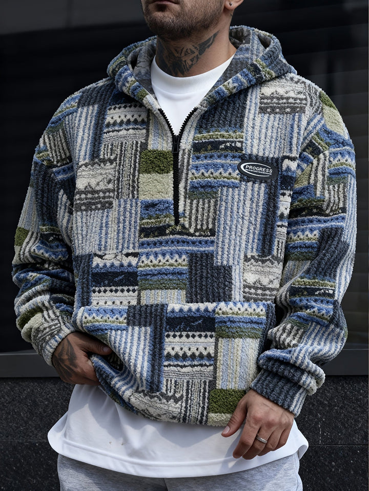 Patterned Quarter-Zip Sweater