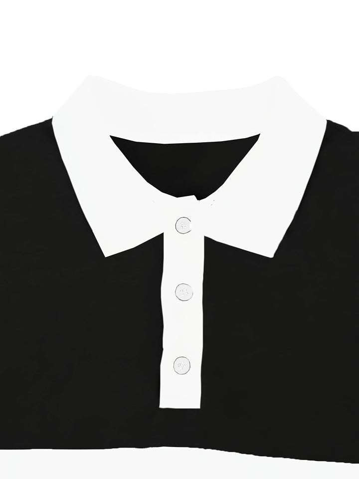 Color-Block Long Sleeve Polo Shirt