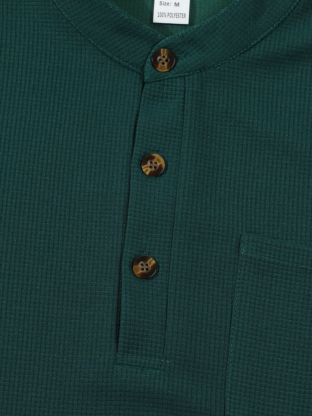 Textured Long Sleeve Henley Shirt