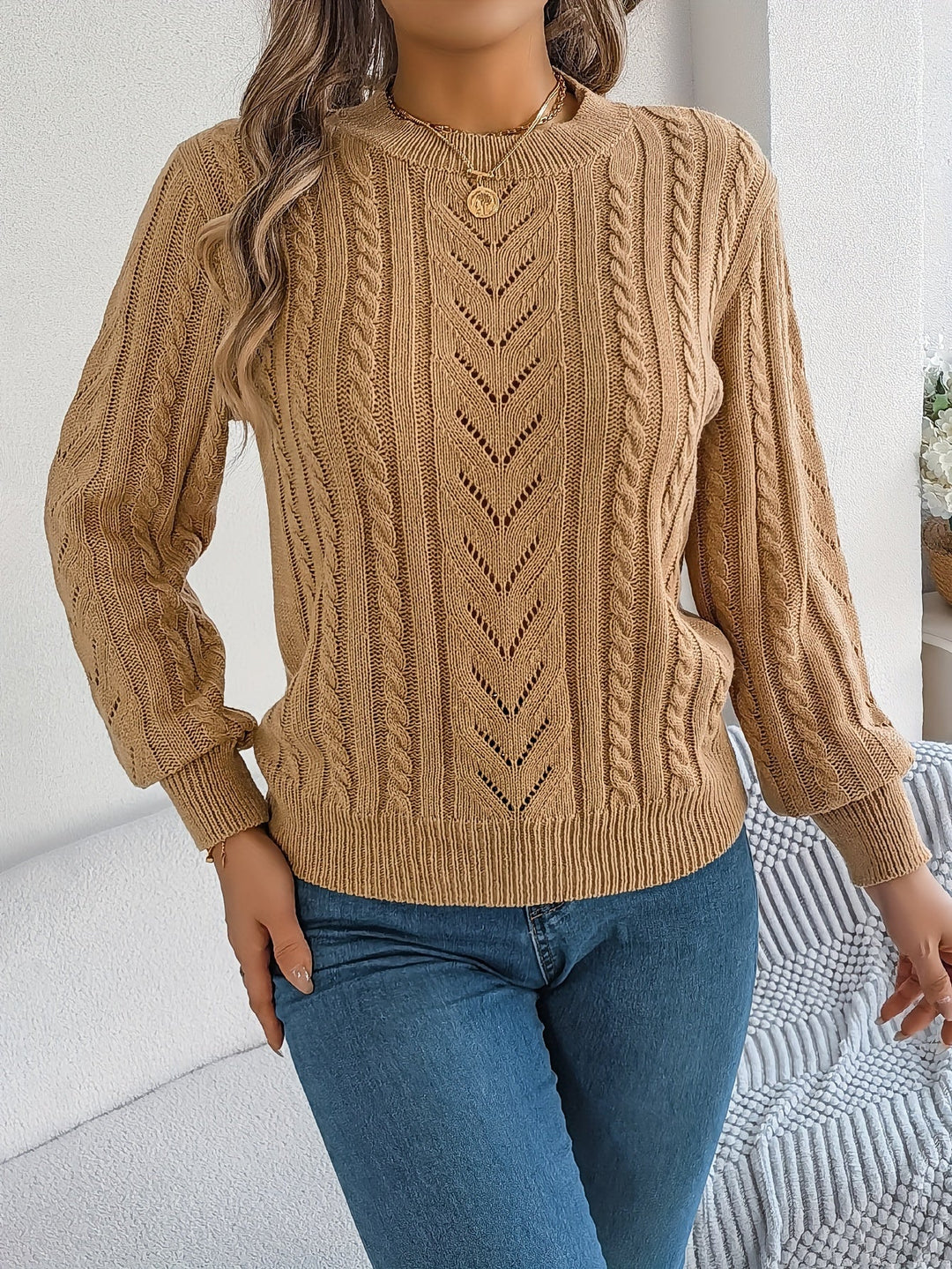 Cable-Knit Textured Sweater