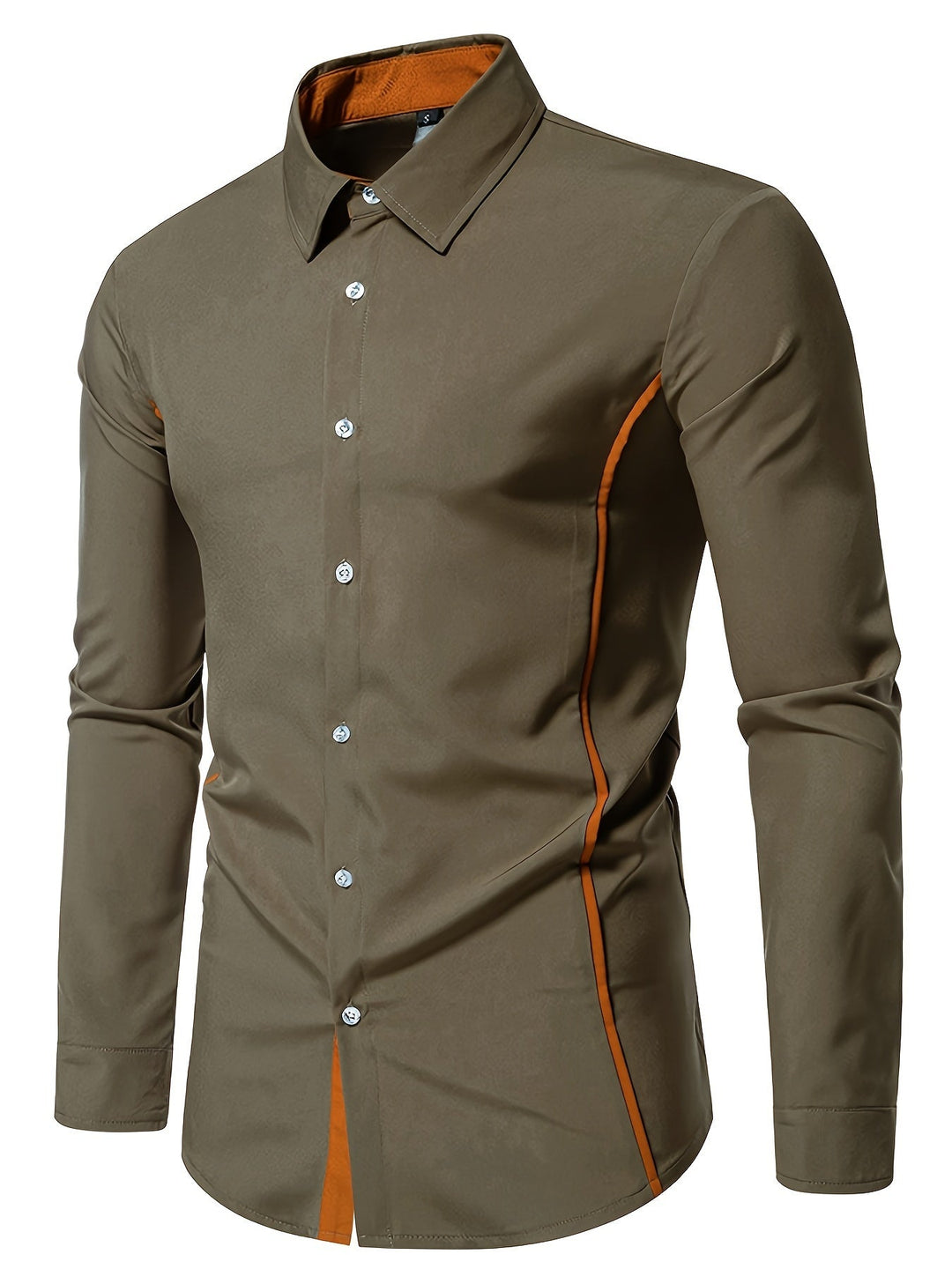Contrast Trim Button-Up Shirt
