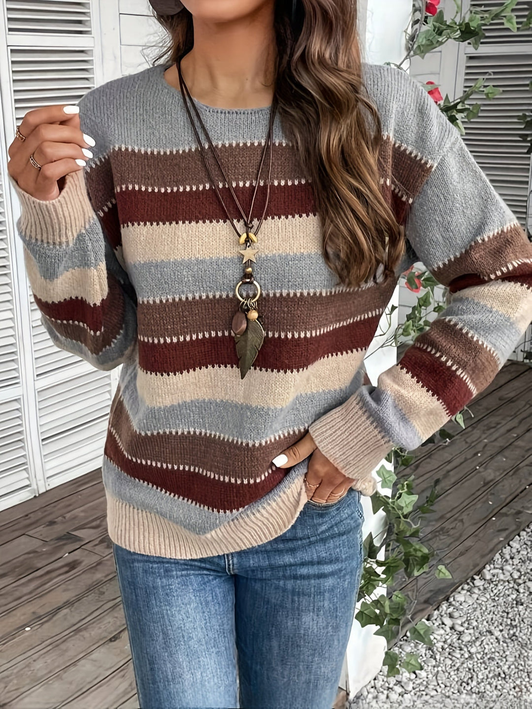 Striped Round-Neck Sweater