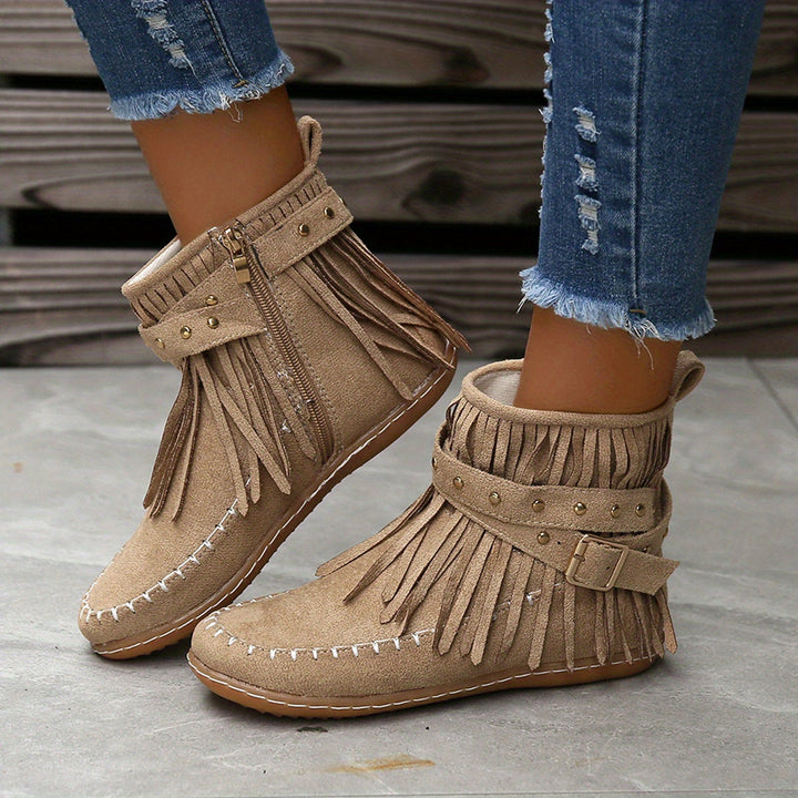 Fringed Western Ankle Boots