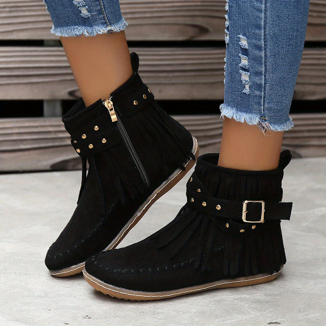 Fringed Western Ankle Boots