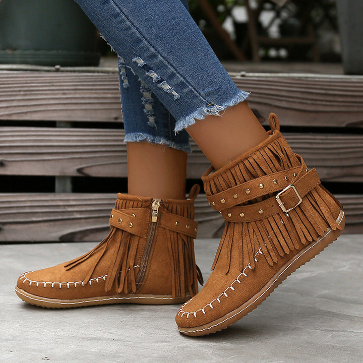 Fringed Western Ankle Boots