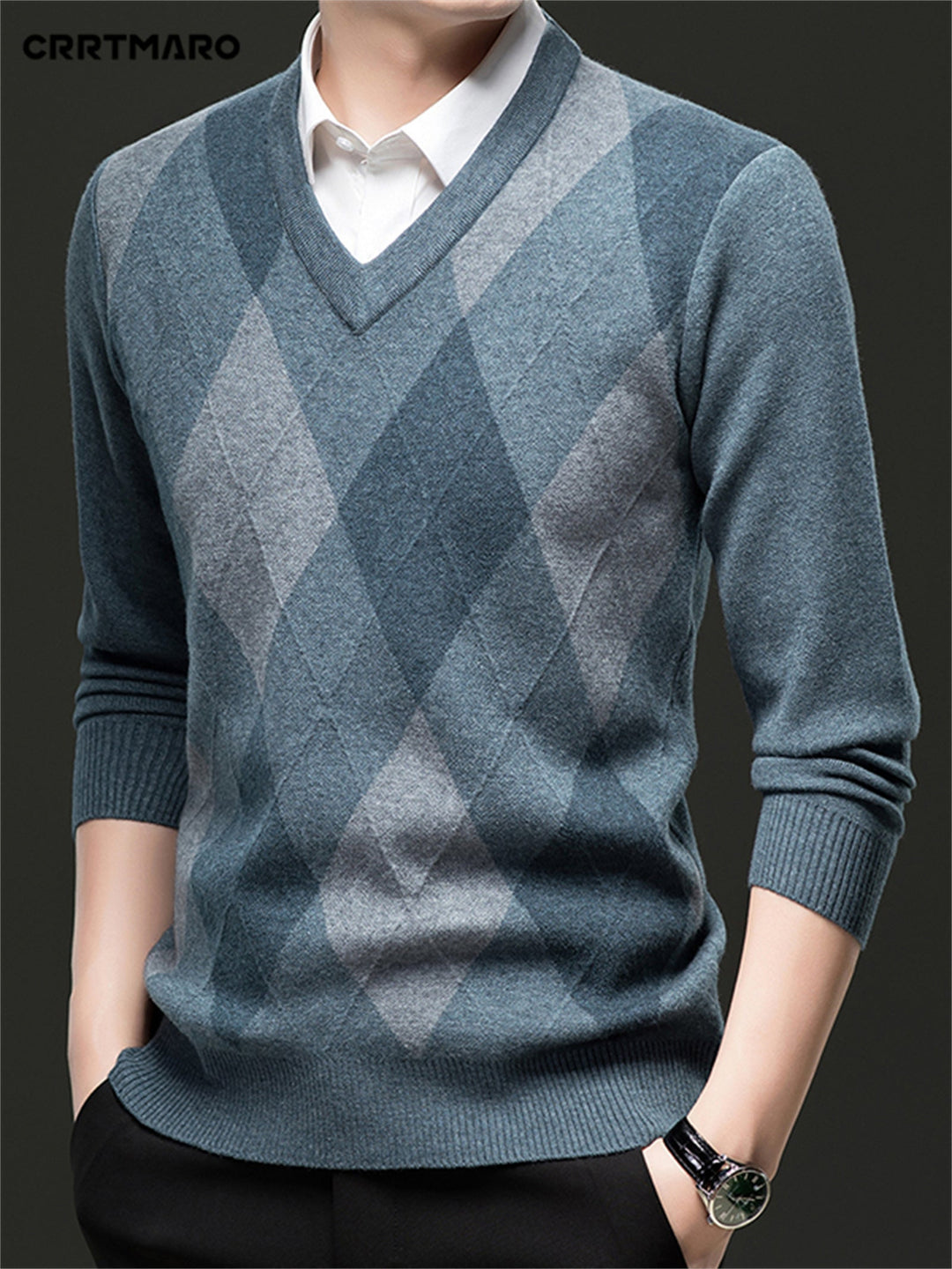 Classic Argyle V-Neck Sweater