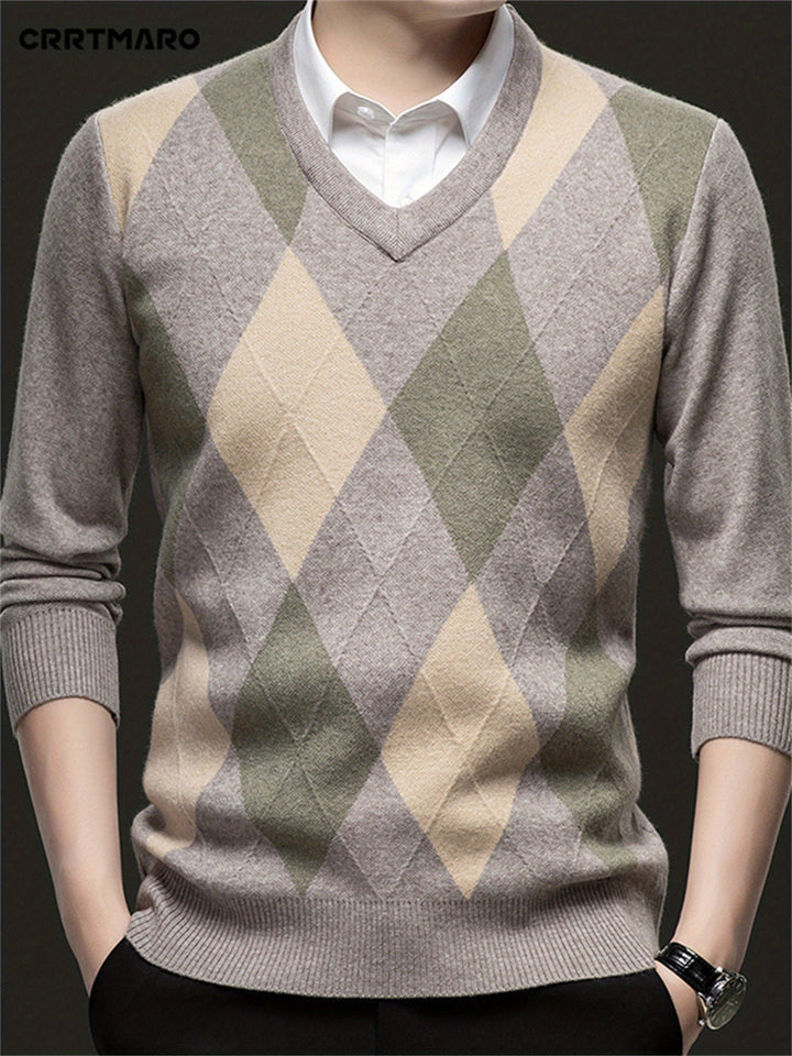Classic Argyle V-Neck Sweater