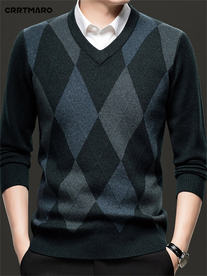 Classic Argyle V-Neck Sweater