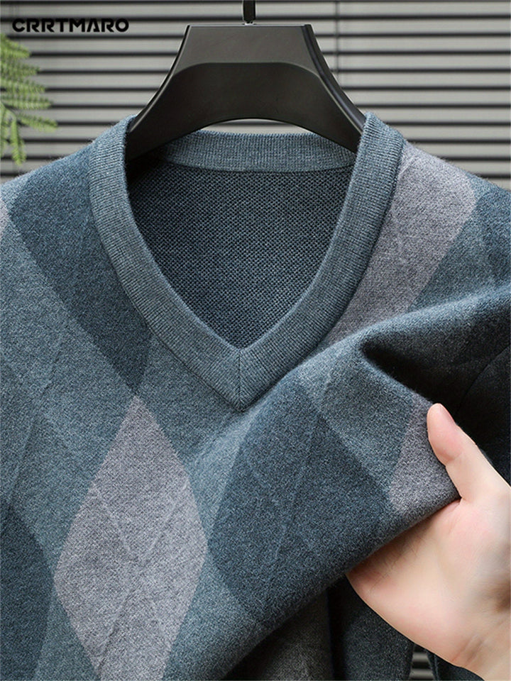 Classic Argyle V-Neck Sweater