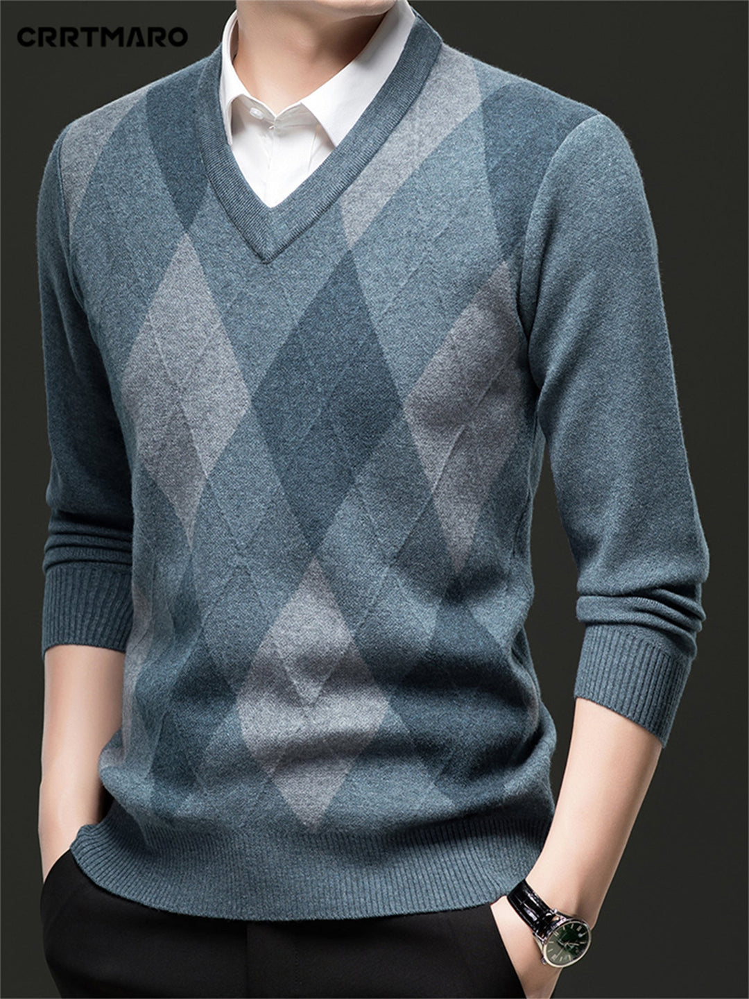 Classic Argyle V-Neck Sweater