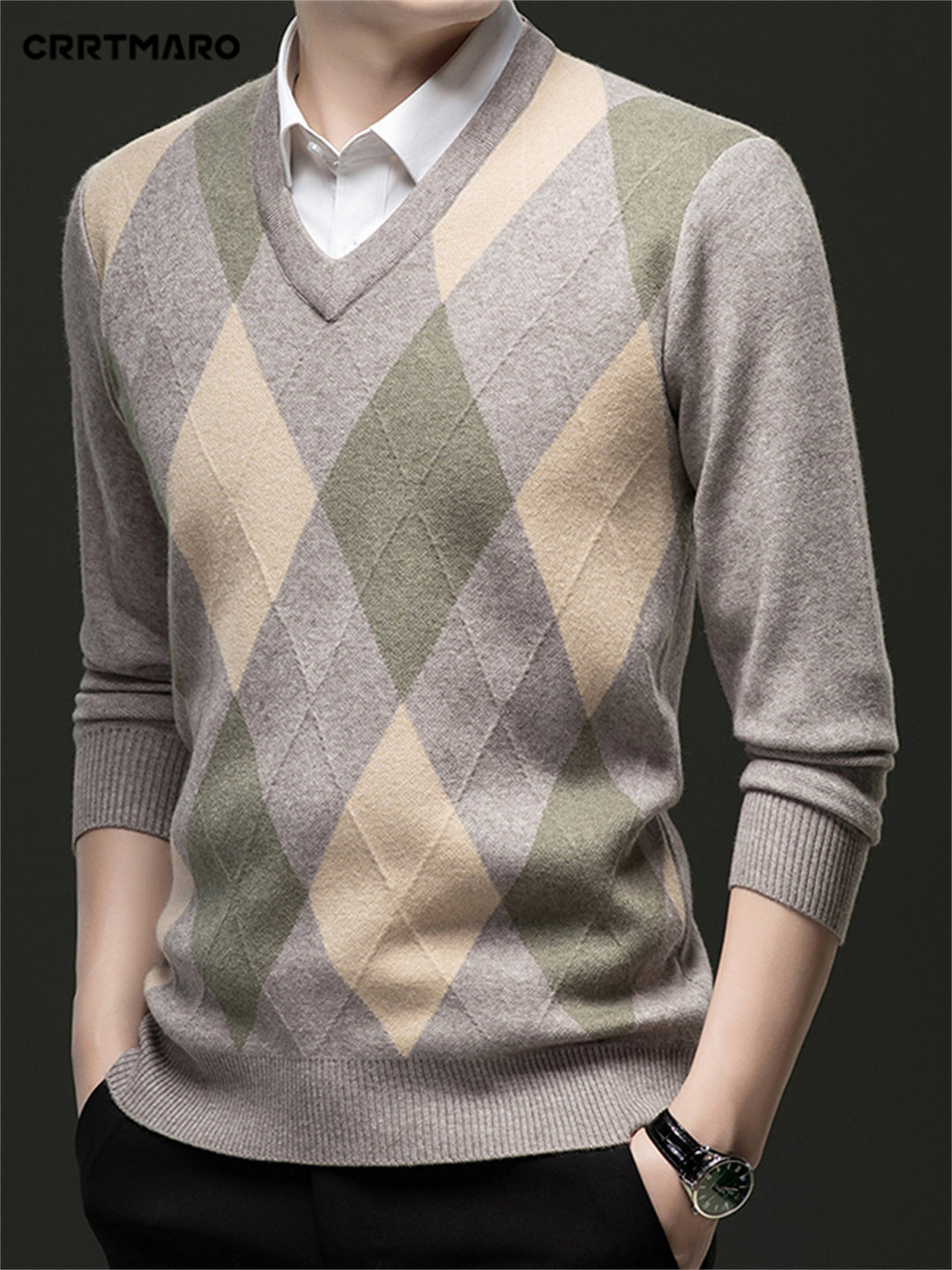 Classic Argyle V-Neck Sweater