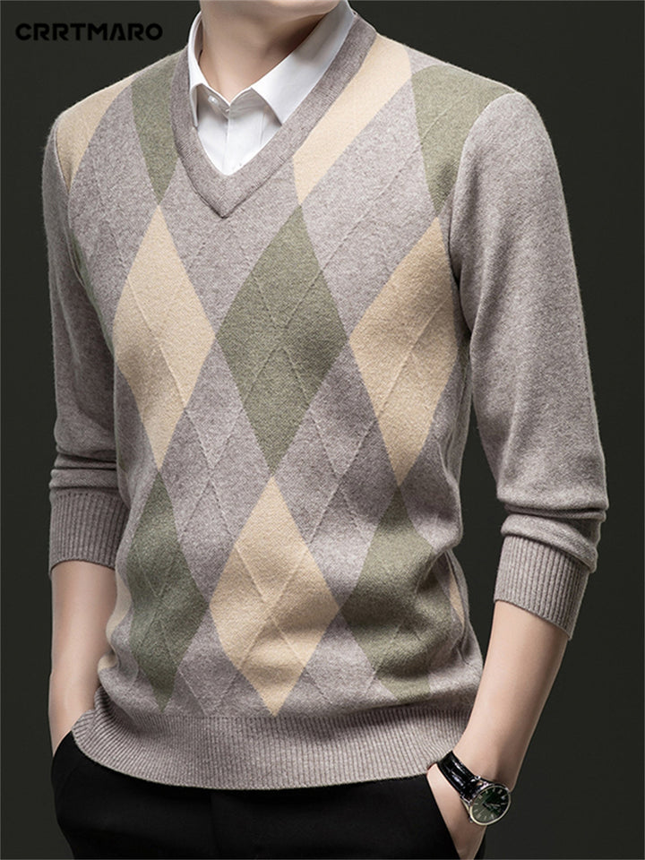 Classic Argyle V-Neck Sweater