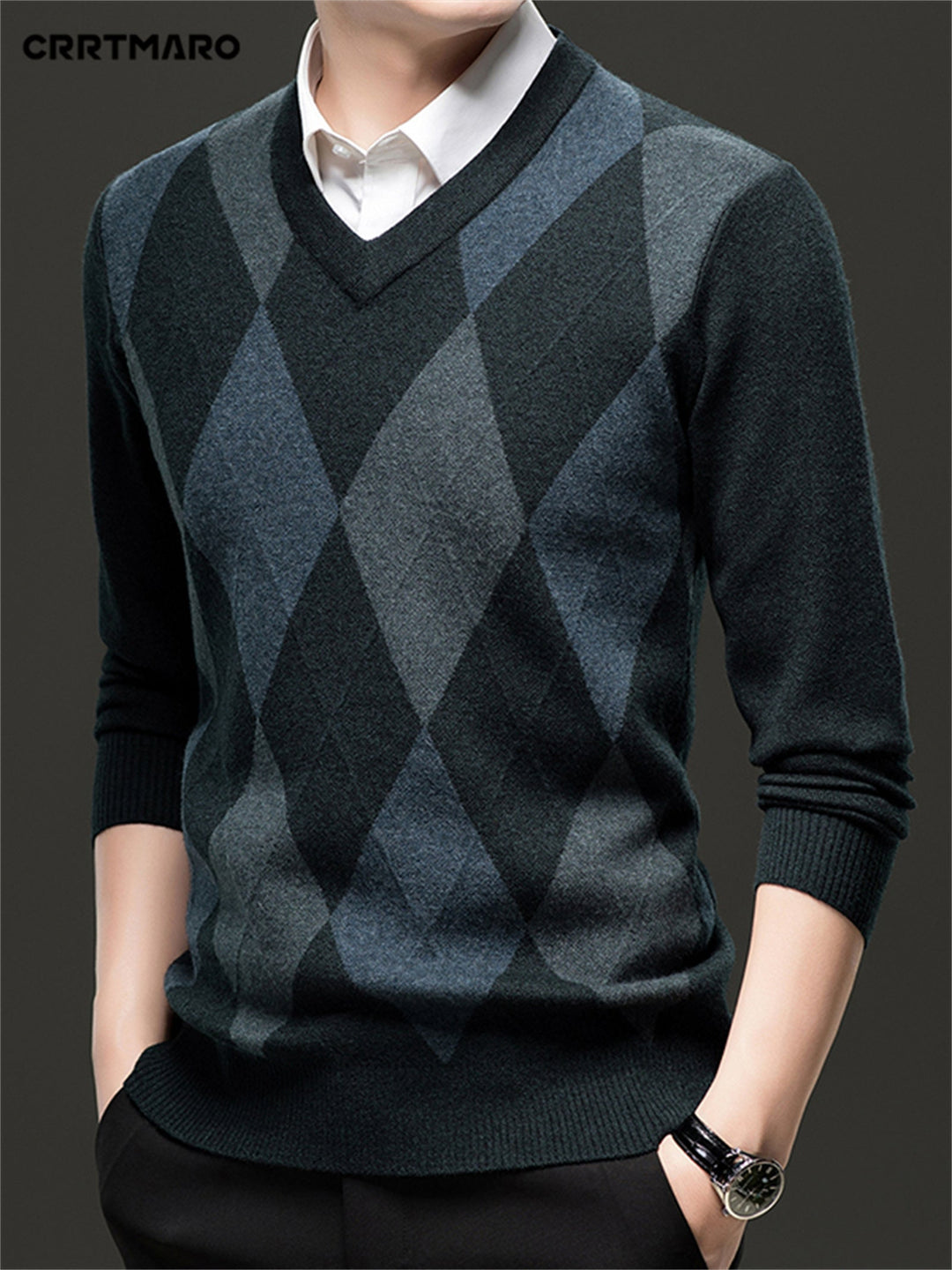 Classic Argyle V-Neck Sweater