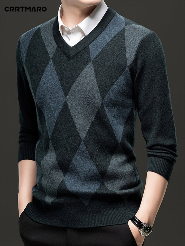 Classic Argyle V-Neck Sweater