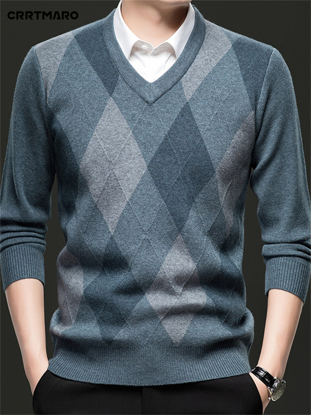 Classic Argyle V-Neck Sweater
