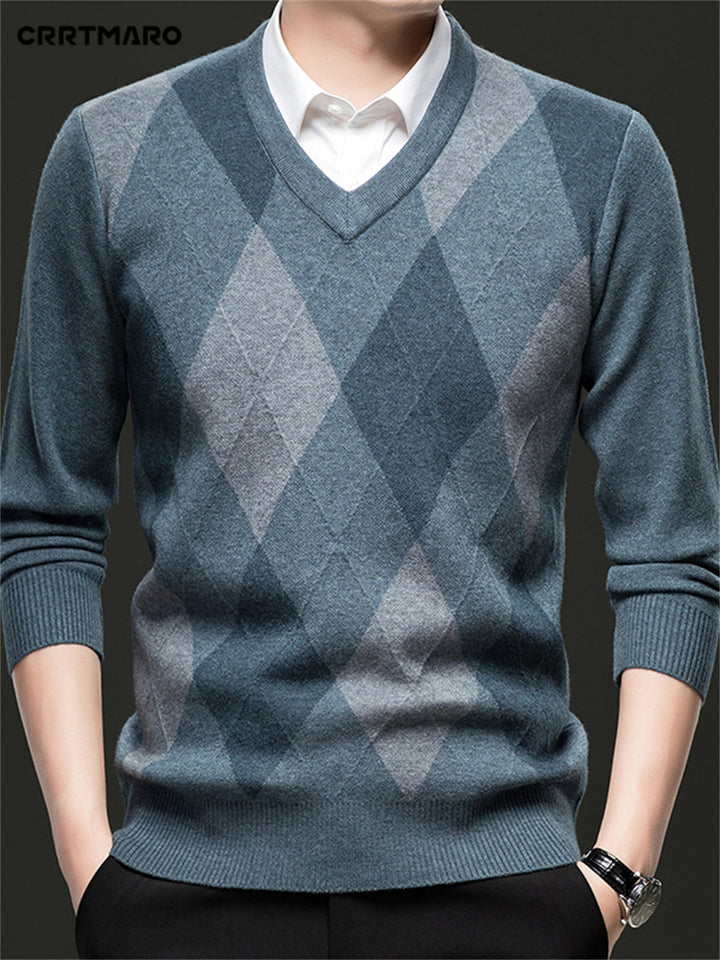 Classic Argyle V-Neck Sweater