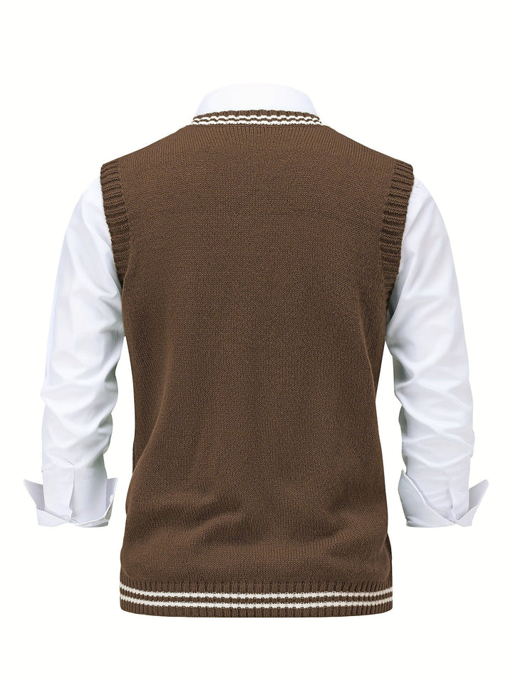Cable-Knit V-Neck Sweater Vest