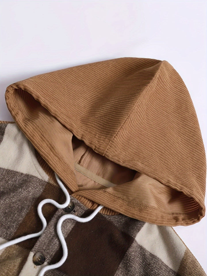 Checked Hooded Overshirt Jacket