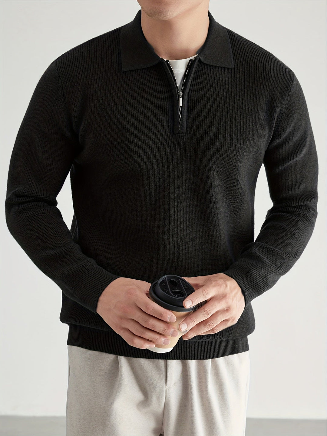 Refined Quarter-Zip Polo Sweater