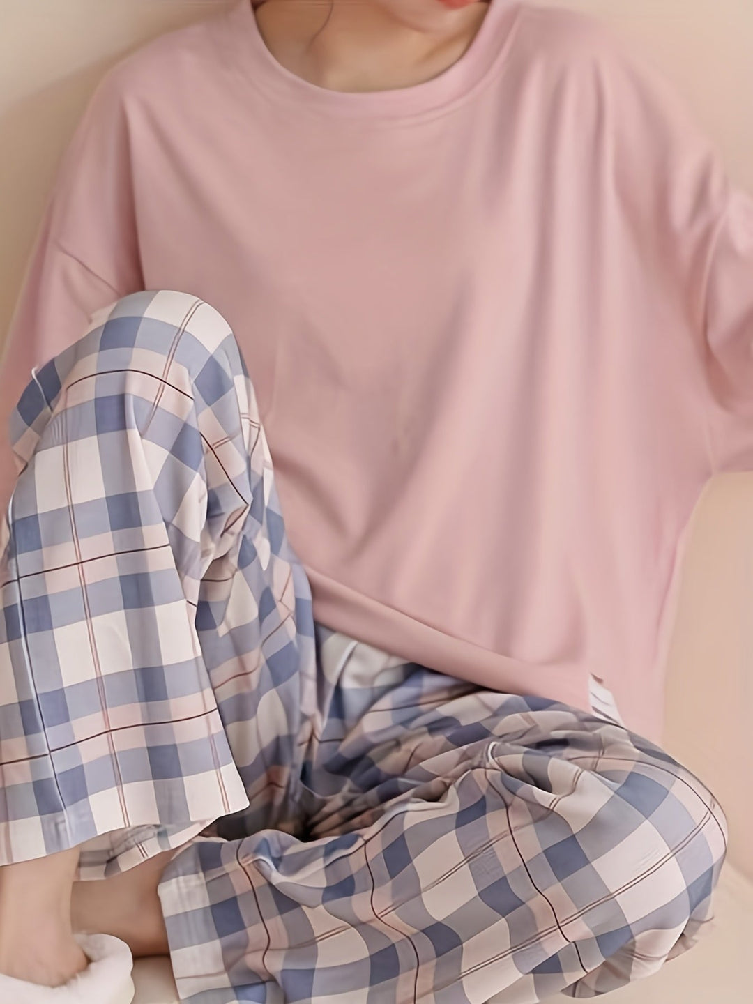 Relaxed Plaid Two-Piece Set
