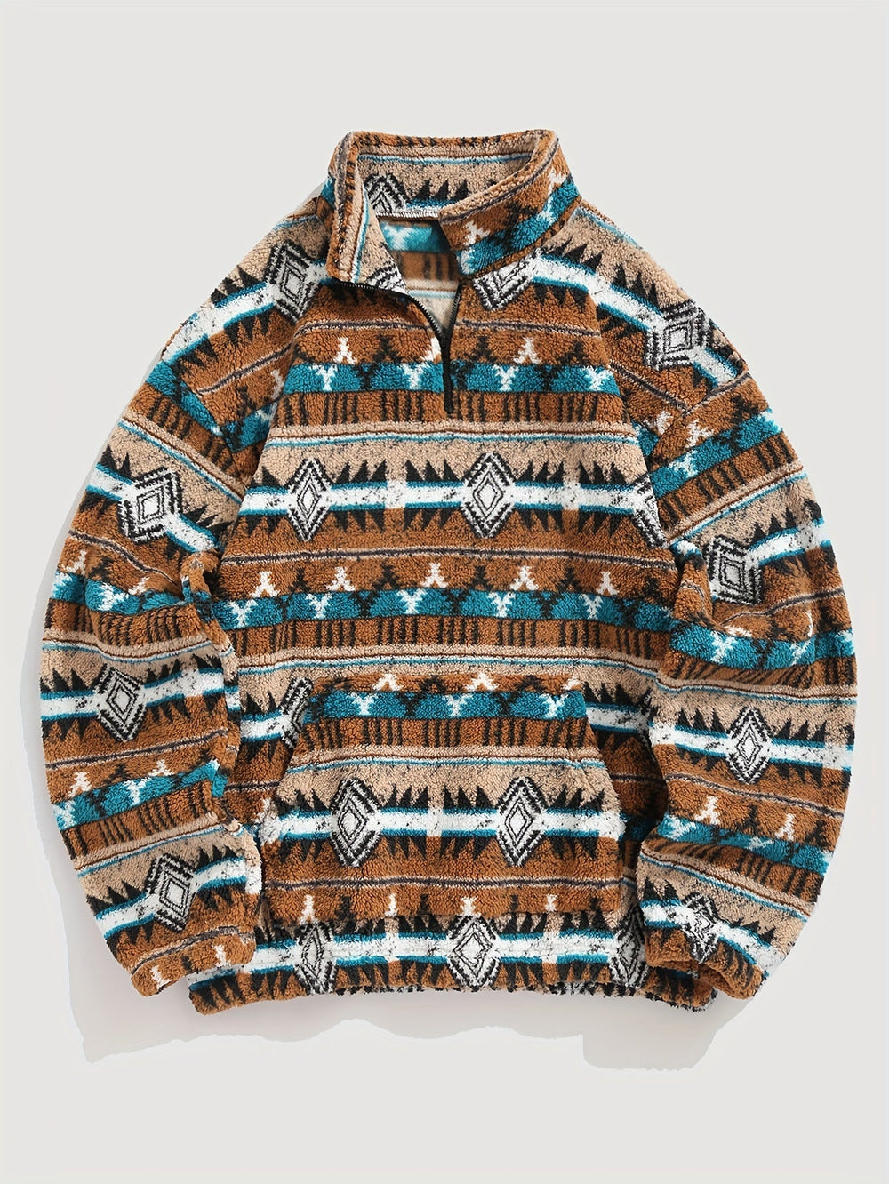 Patterned Quarter-Zip Pullover