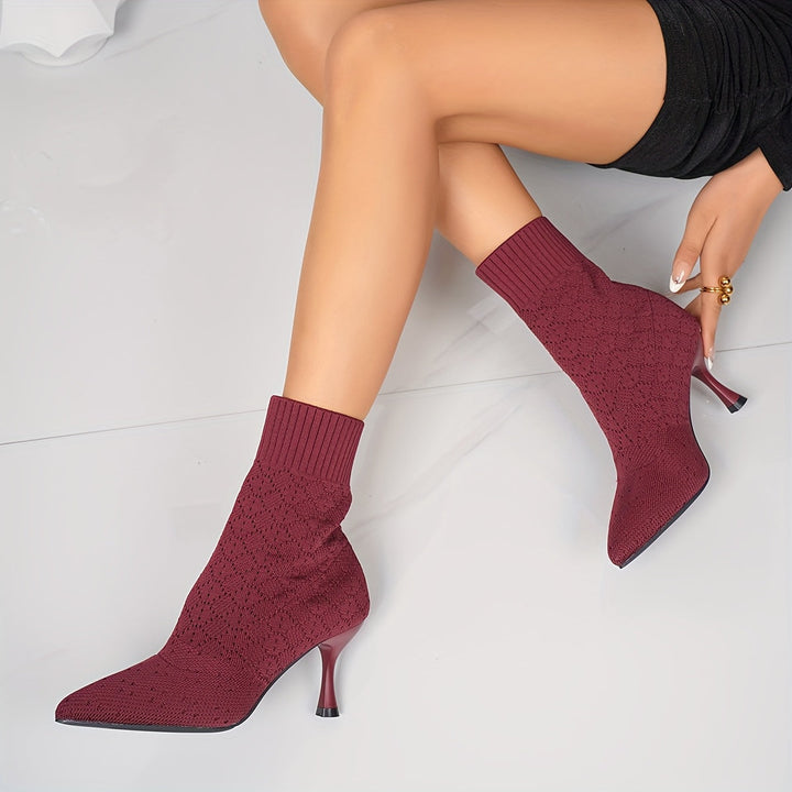 Pointed Sock-Style Ankle Boots
