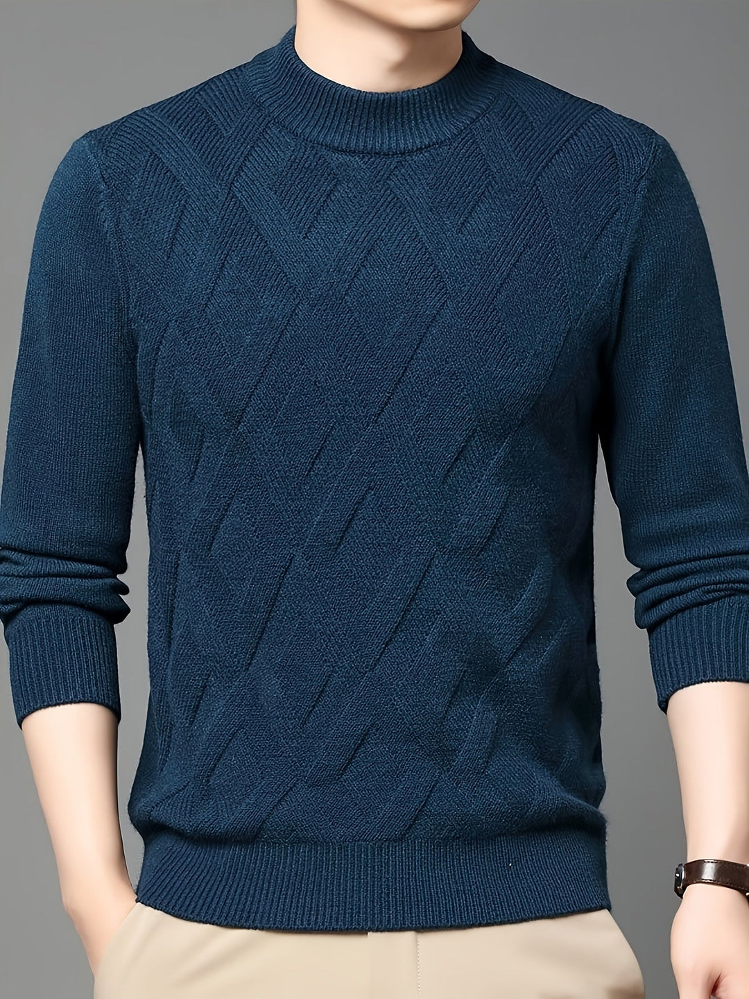 Textured Mock-Neck Sweater