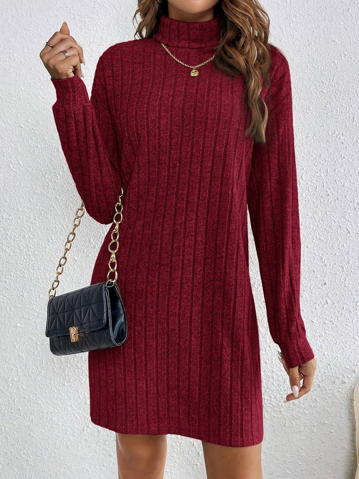 Ribbed Turtleneck Sweater Dress