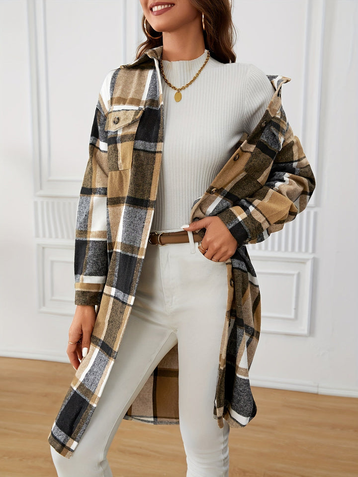 Longline Plaid Coat