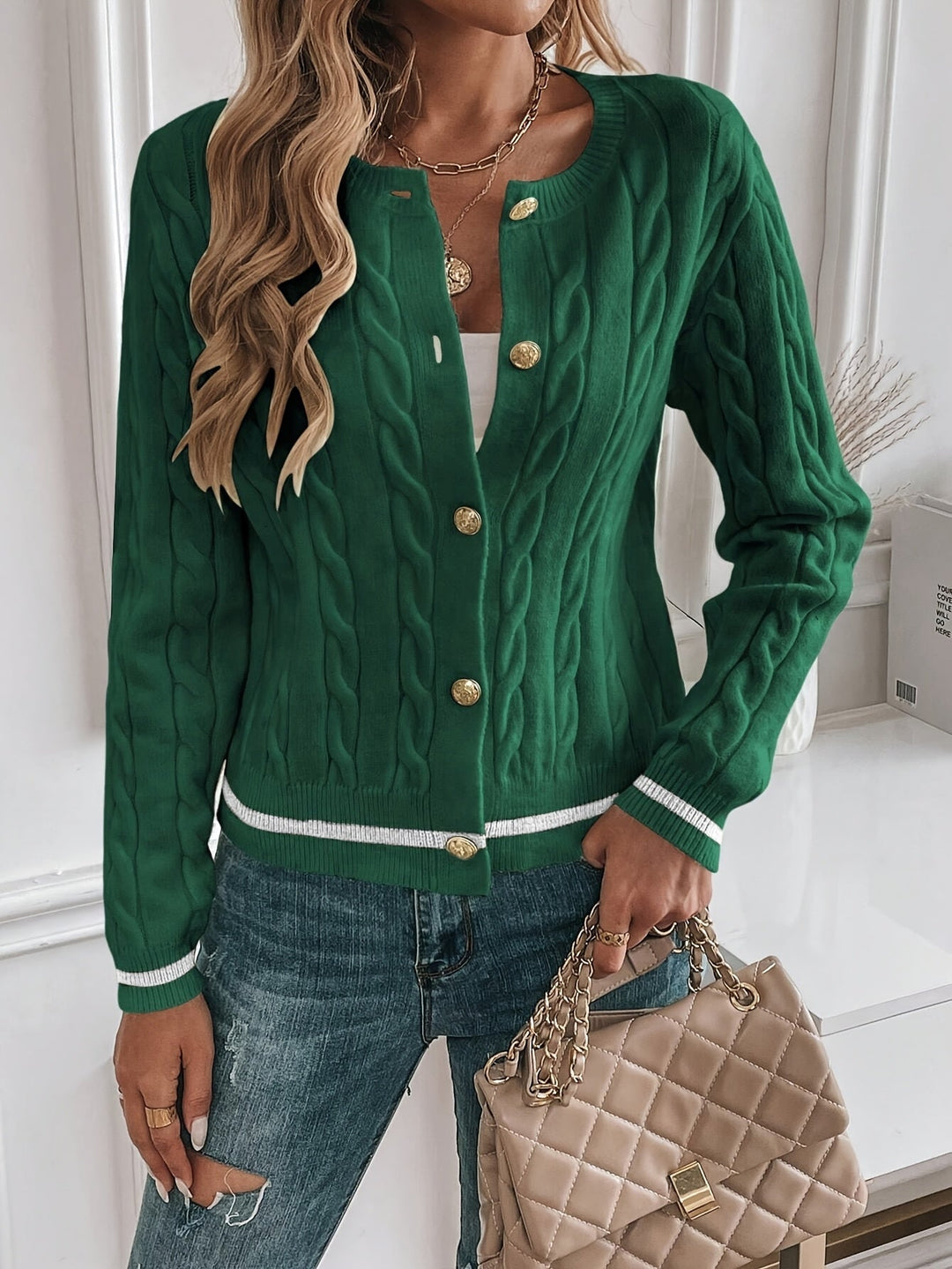 Refined Cable-Knit Cardigan