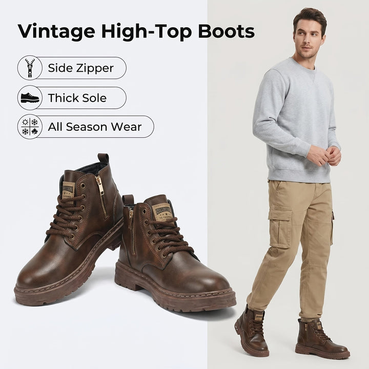 Rugged Lace-Up Ankle Boots