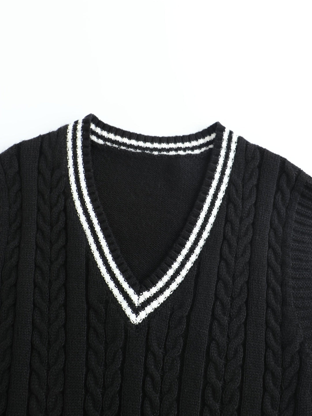 Cable-Knit V-Neck Sweater Vest