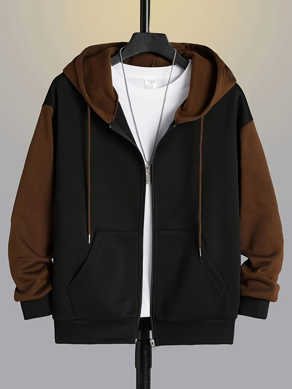 Color Block Zip-Up Hoodie