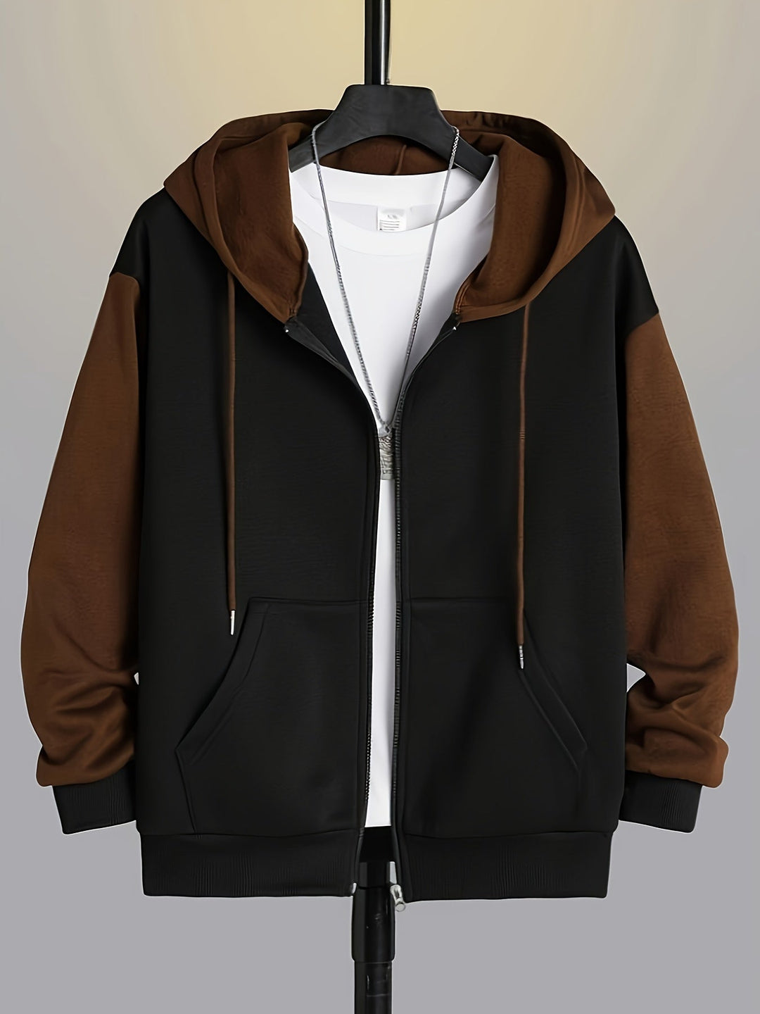 Color Block Zip-Up Hoodie