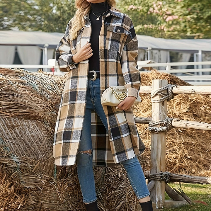 Longline Plaid Coat