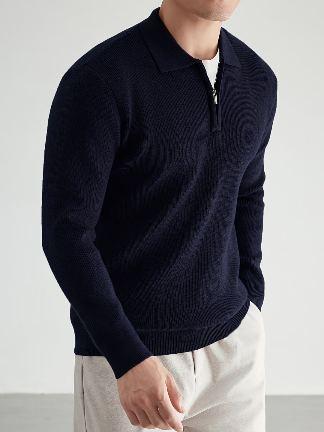Refined Quarter-Zip Polo Sweater