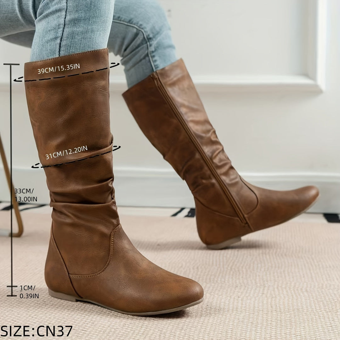 Slouched Mid-Calf Boots