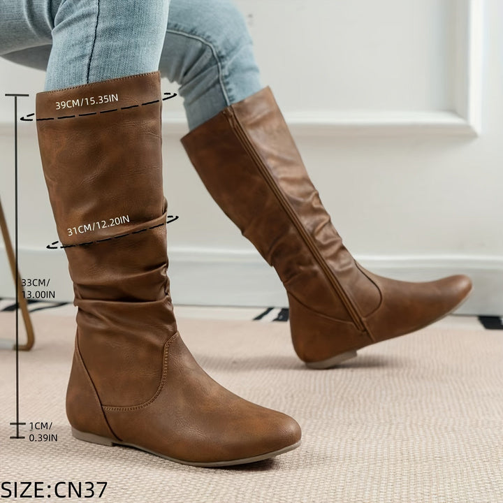 Slouched Mid-Calf Boots