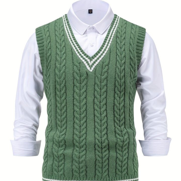 Cable-Knit V-Neck Sweater Vest