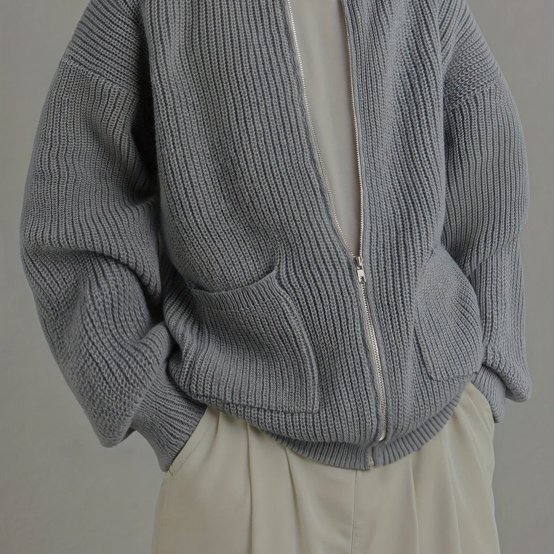 Relaxed Zip-Up Cardigan
