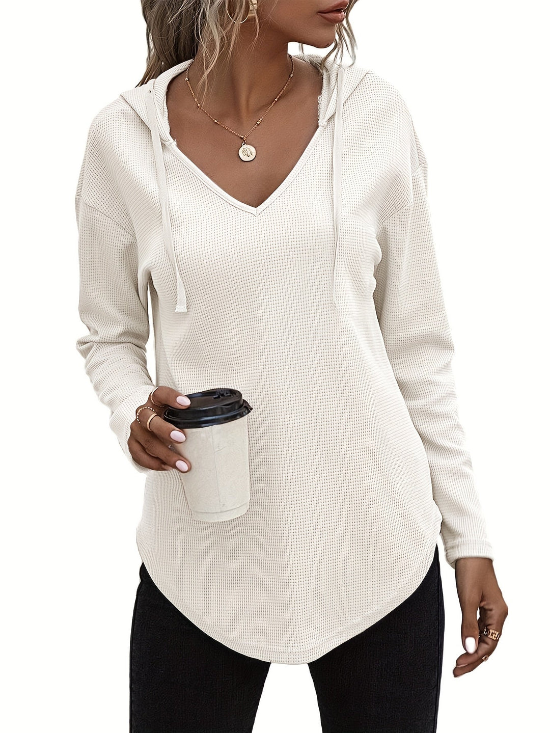 Relaxed V-Neck Hoodie