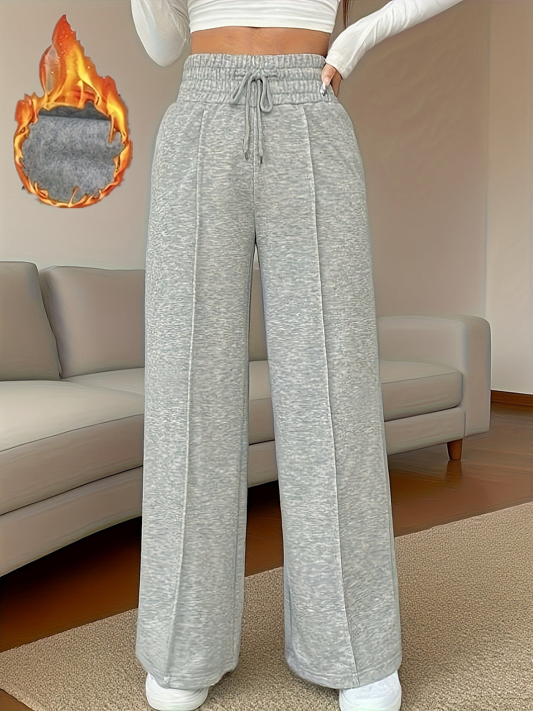 Cozy High-Waisted Wide-Leg Pants