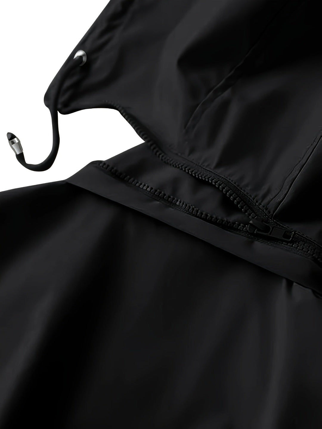 Hooded Drawstring Rain Jacket