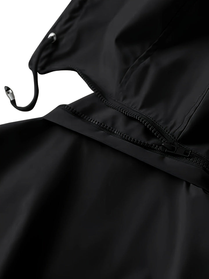 Hooded Drawstring Rain Jacket