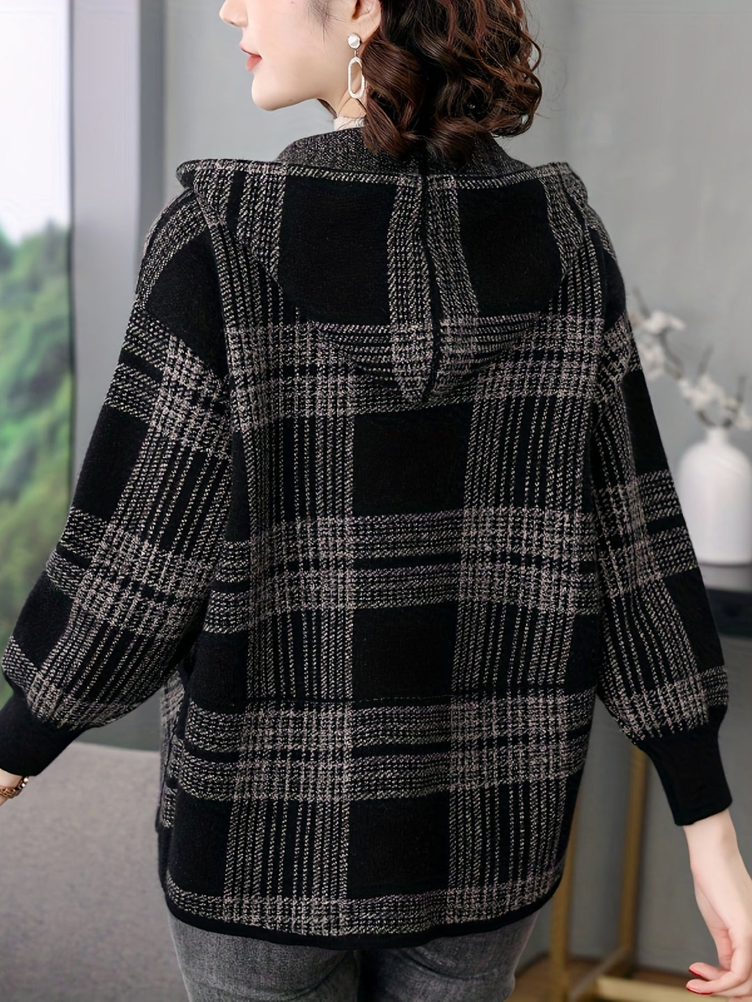 Hooded Checked Zip Jacket