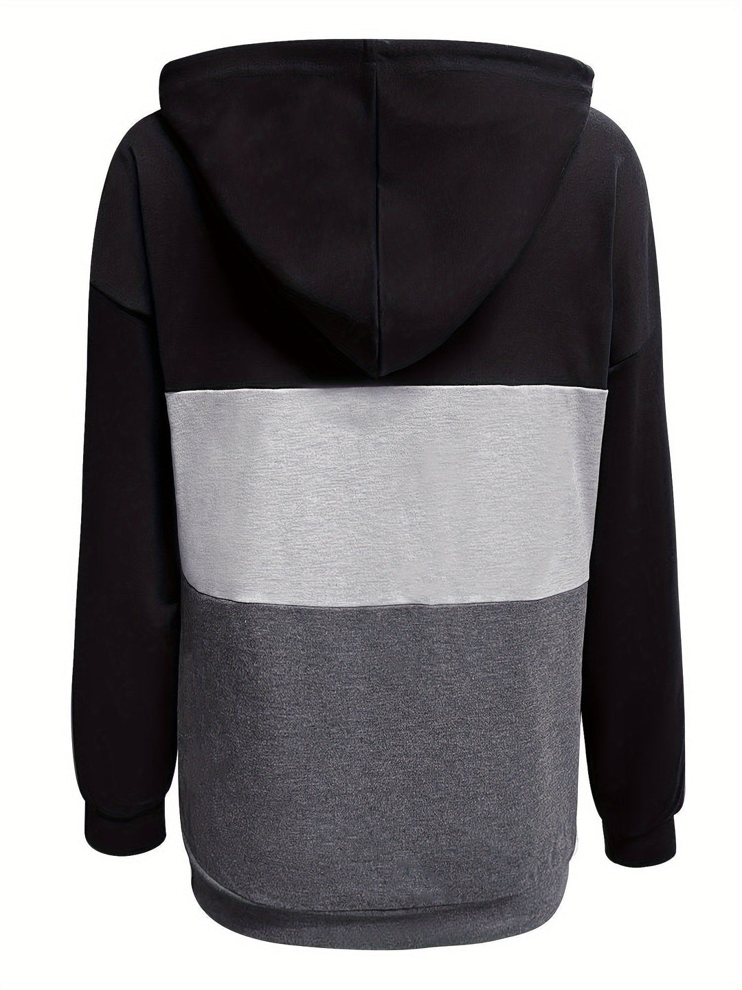 Color Block Button-Neck Hoodie