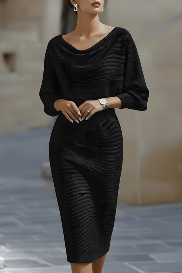 Draped Batwing Midi Dress