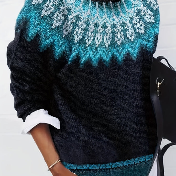 Chunky Jacquard Round Neck Sweater