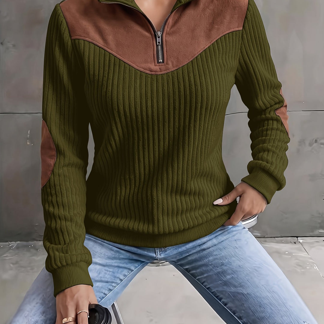Ribbed Quarter-Zip Sweater