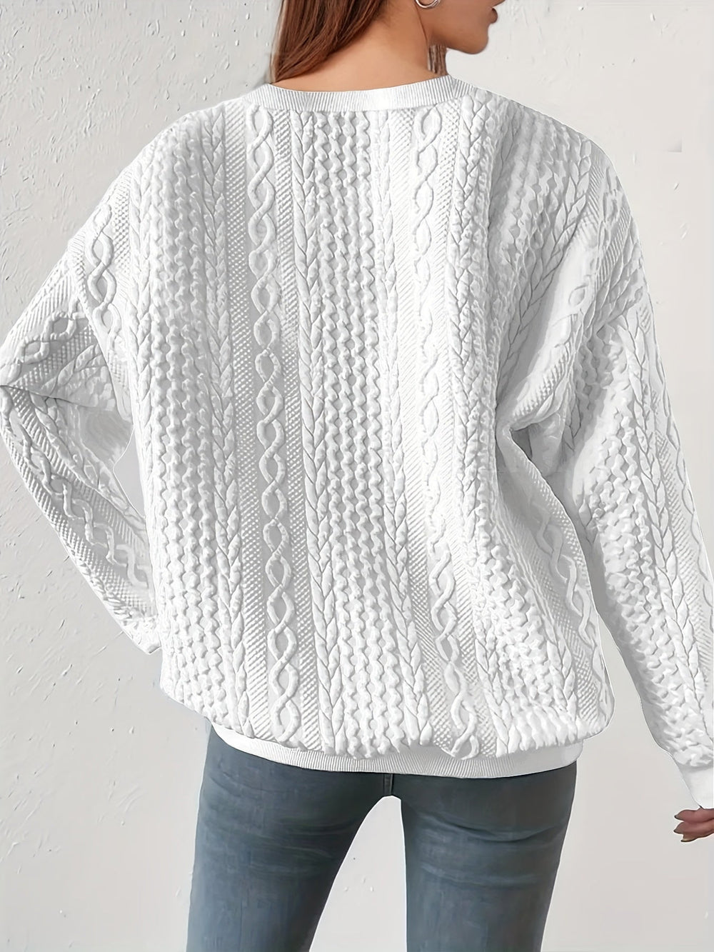 Textured Cable-Knit Sweatshirt